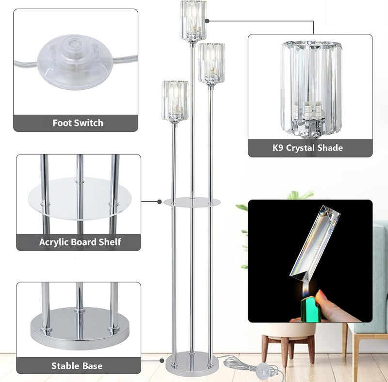 Modern Floor Lamp with Shelves 3-Lights Lamps