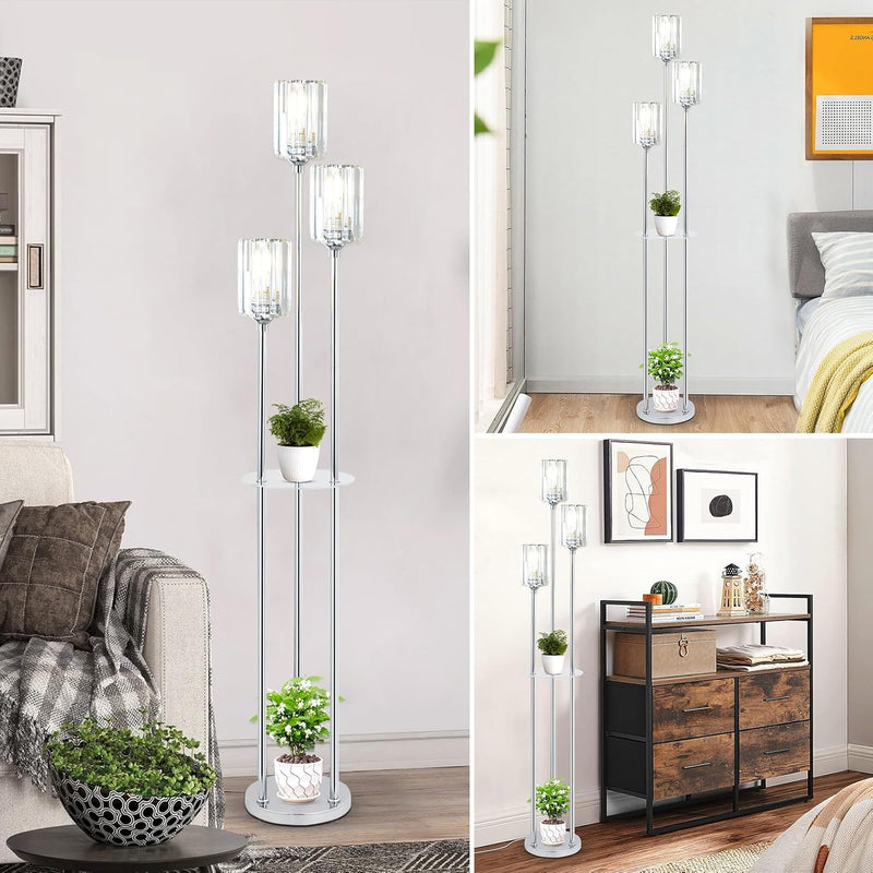Modern Floor Lamp with Shelves 3-Lights Lamps