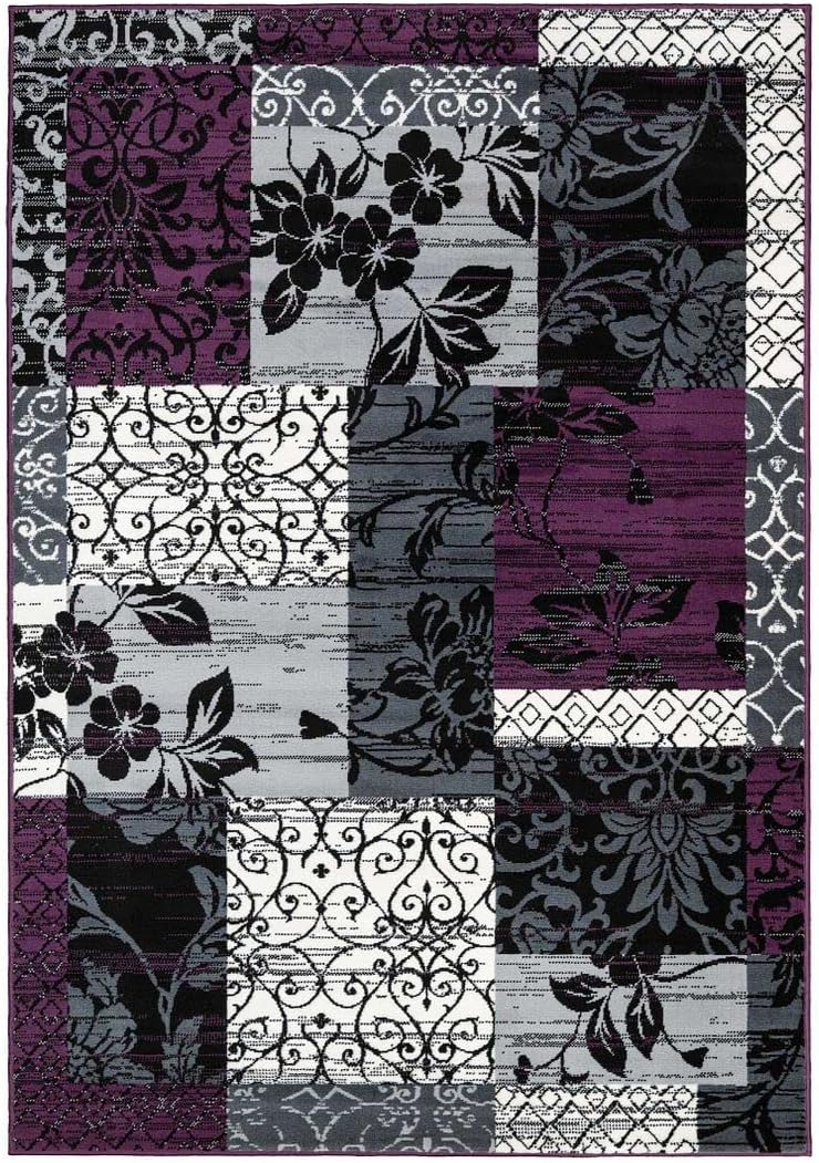 Modern Floral Patchwork Durable Living Room Area Rug
