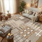 Modern Geometric Large Rug Washable Plaid Area