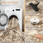 Modern Geometric Large Rug Washable Plaid Area