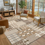 Modern Geometric Large Rug Washable Plaid Area