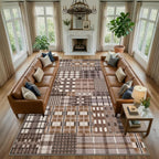 Modern Geometric Large Rug Washable Plaid Area