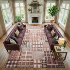 Modern Geometric Large Rug Washable Plaid Area