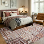 Modern Geometric Large Rug Washable Plaid Area