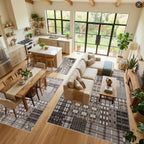 Modern Geometric Large Rug Washable Plaid Area