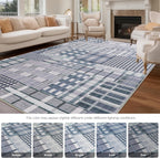 Modern Geometric Large Rug Washable Plaid Area