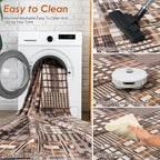 Modern Geometric Large Rug Washable Plaid Area