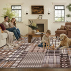 Modern Geometric Large Rug Washable Plaid Area