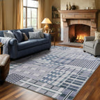 Modern Geometric Large Rug Washable Plaid Area