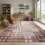 Modern Geometric Large Rug Washable Plaid Area