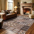 Modern Geometric Large Rug Washable Plaid Area