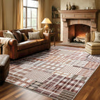 Modern Geometric Large Rug Washable Plaid Area