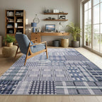 Modern Geometric Large Rug Washable Plaid Area