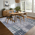 Modern Geometric Large Rug Washable Plaid Area
