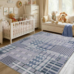 Modern Geometric Large Rug Washable Plaid Area