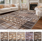 Modern Geometric Large Rug Washable Plaid Area