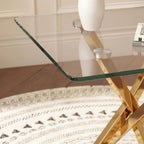 Modern Glass Top Square Side Tables End Table (Set of 2)