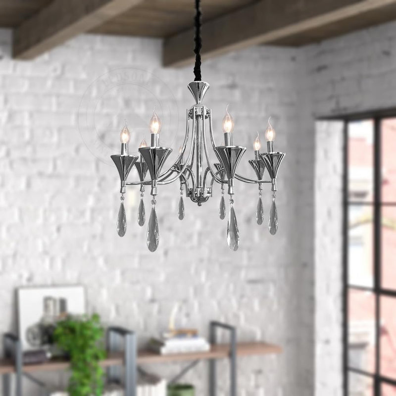 Modern Industrial K9 Clear Crystal Chandelier Lights E14