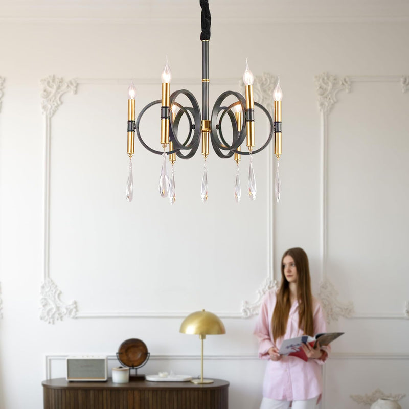 Modern Industrial K9 Clear Crystal Chandelier Lights E14