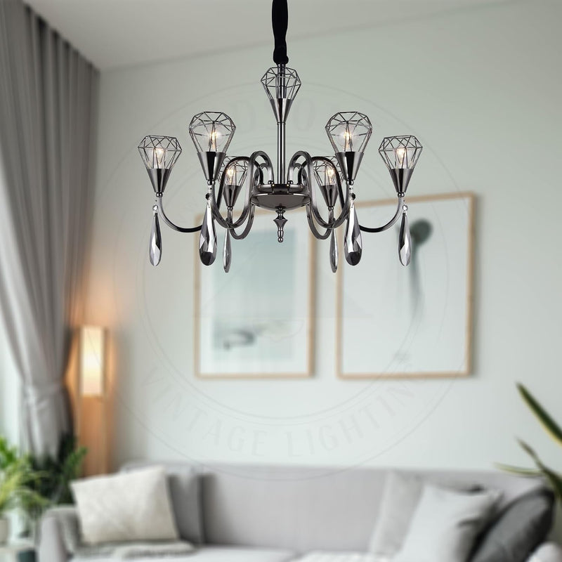 Modern Industrial K9 Clear Crystal Chandelier Lights E14