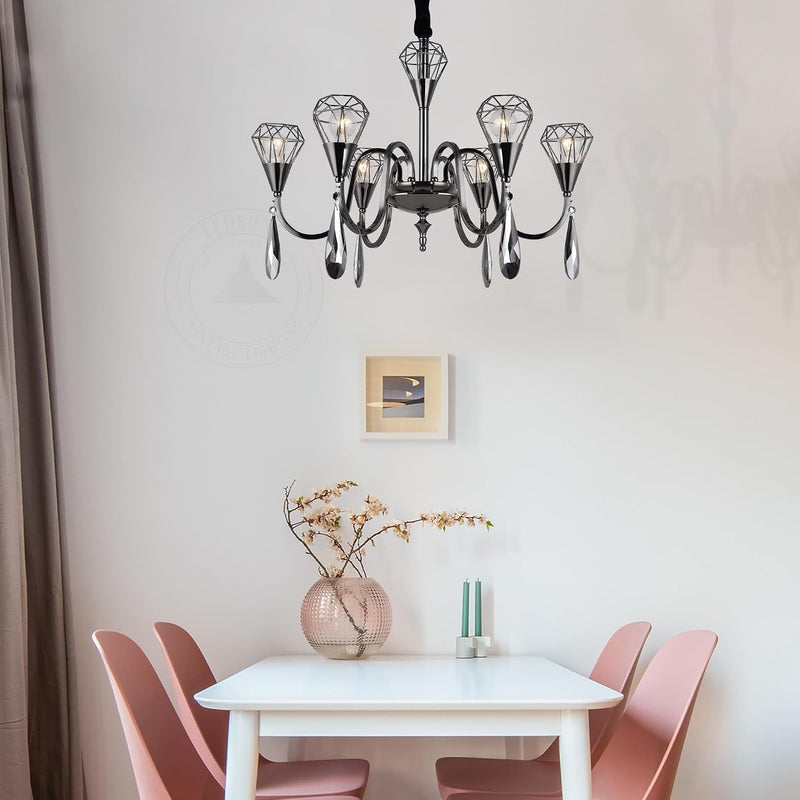 Modern Industrial K9 Clear Crystal Chandelier Lights E14