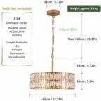 Modern K9 Crystal Drum Chandelier 5-Light Dimmable E14