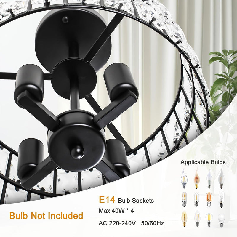 Modern K9 Crystal Drum Chandelier 5-Light Dimmable E14
