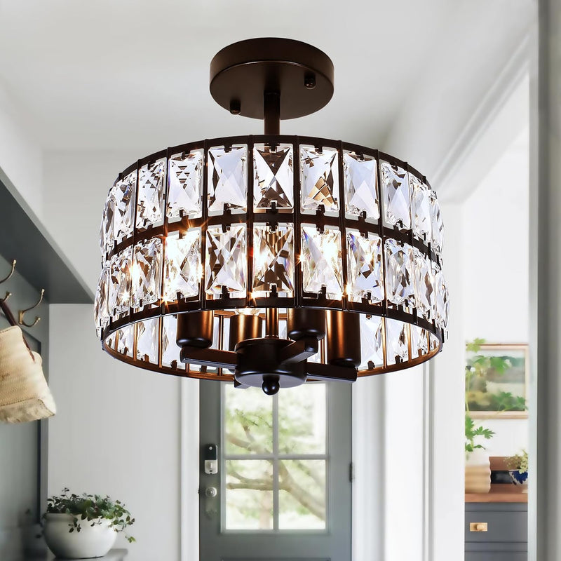 Modern K9 Crystal Drum Chandelier 5-Light Dimmable E14
