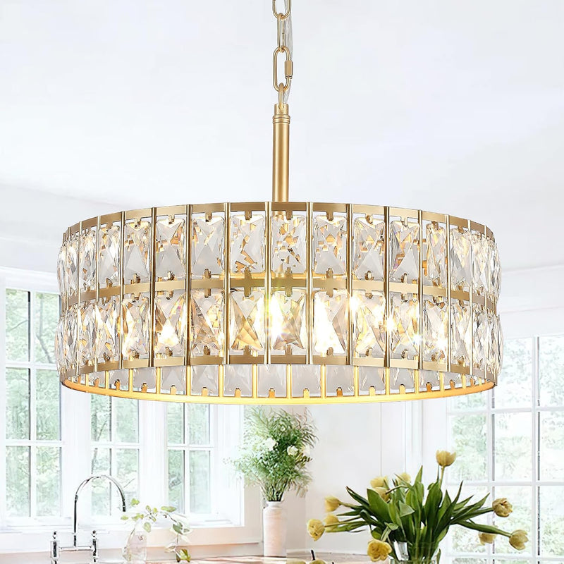 Modern K9 Crystal Drum Chandelier 5-Light Dimmable E14