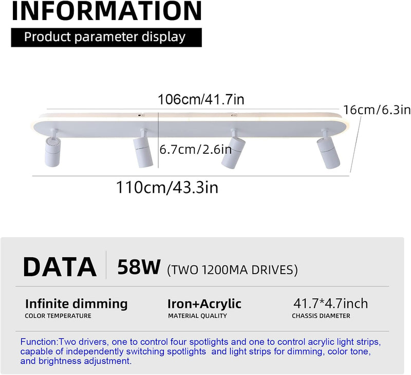 Modern Kitchen Lights Ceiling 123CM Flush LED Light