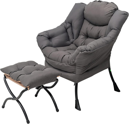 Modern Lazy Chair with Ottoman Accent Contemporary Lounge