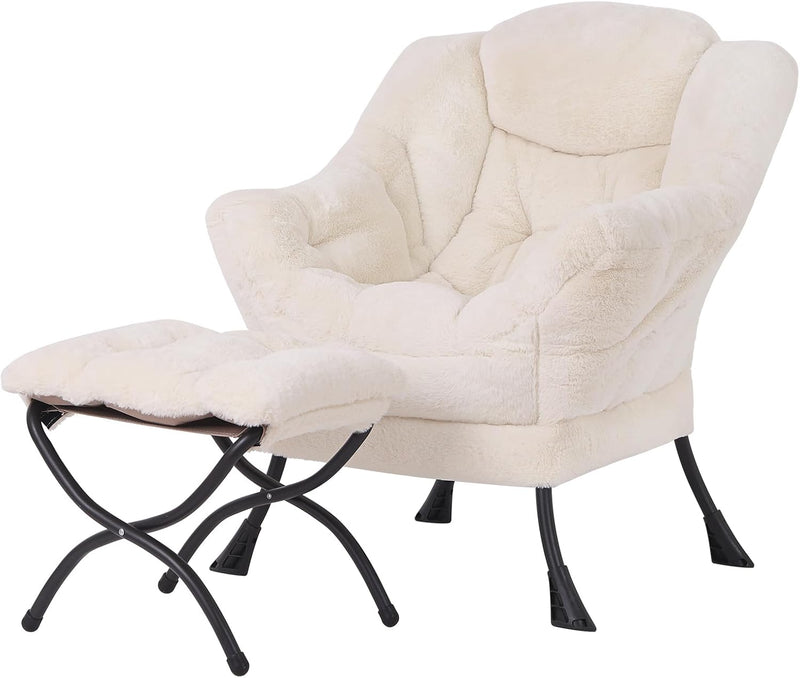 Modern Lazy Chair with Ottoman Accent Contemporary Lounge