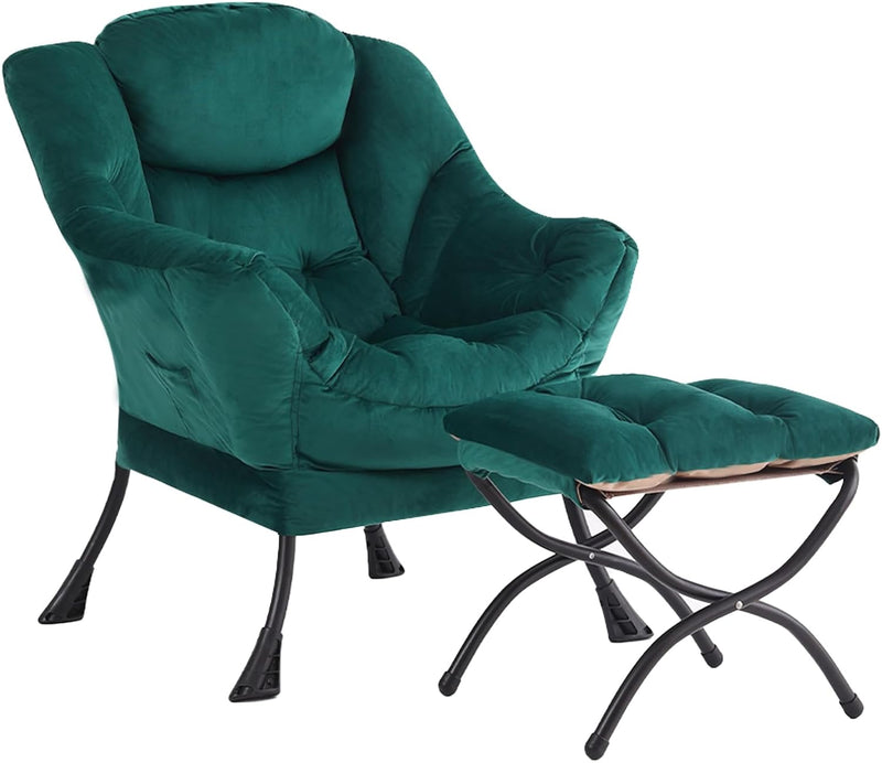 Modern Lazy Chair with Ottoman Accent Contemporary Lounge