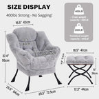 Modern Lazy Chair with Ottoman Accent Contemporary Lounge