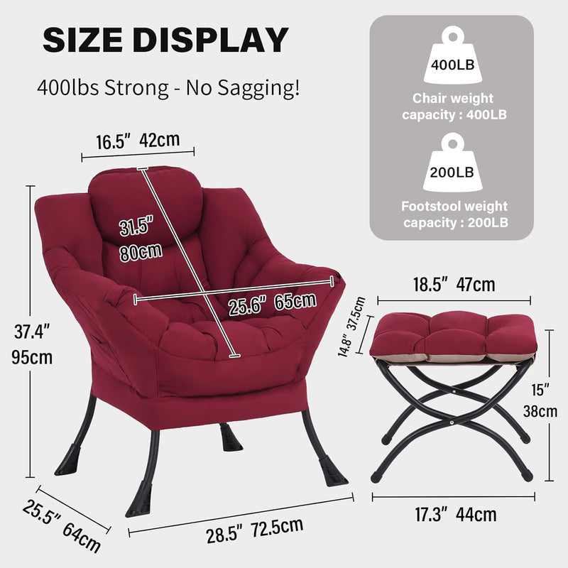 Modern Lazy Chair with Ottoman Accent Contemporary Lounge