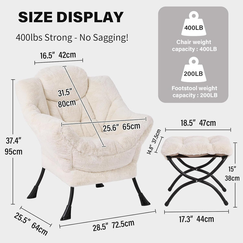 Modern Lazy Chair with Ottoman Accent Contemporary Lounge