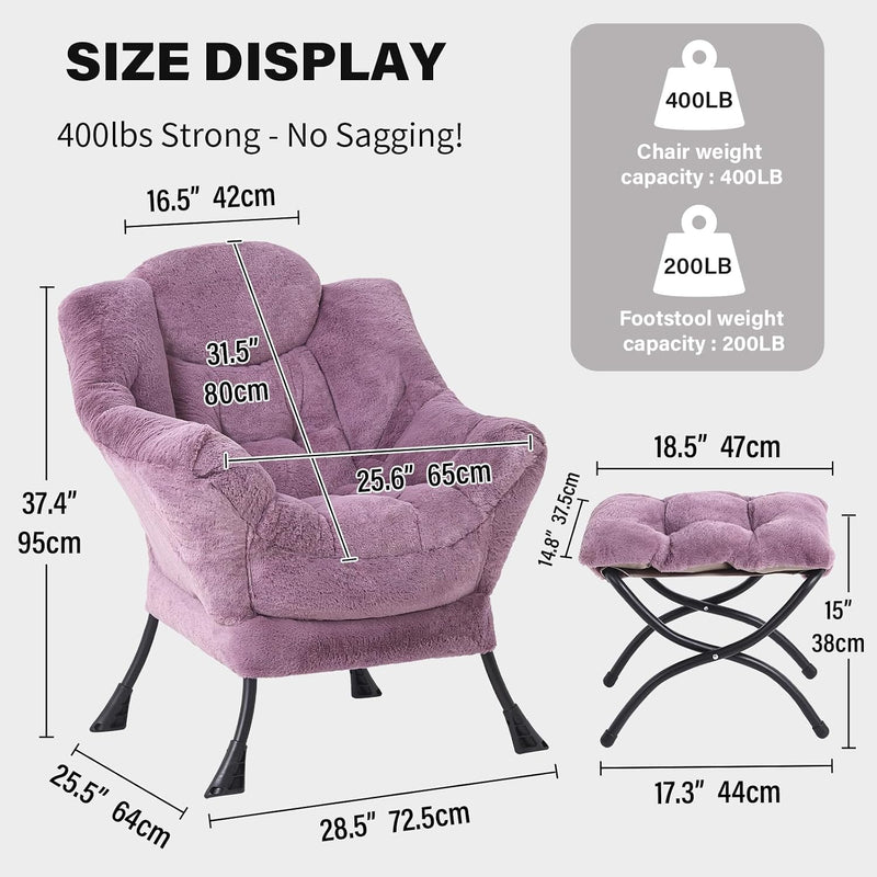 Modern Lazy Chair with Ottoman Accent Contemporary Lounge