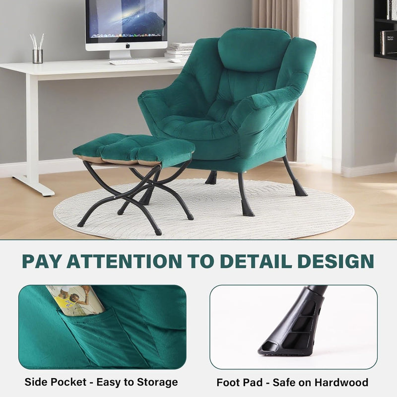 Modern Lazy Chair with Ottoman Accent Contemporary Lounge