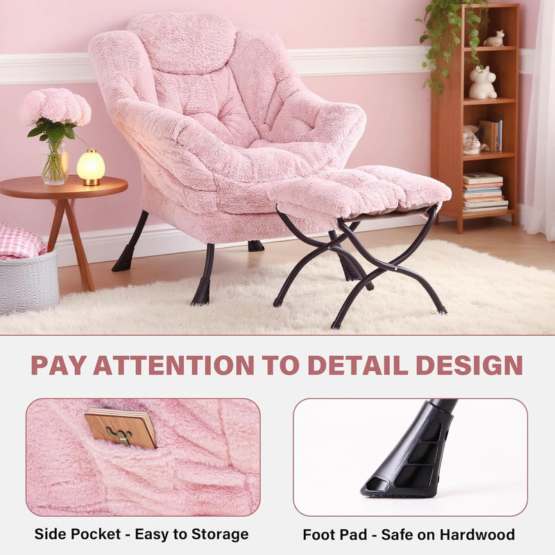Modern Lazy Chair with Ottoman Accent Contemporary Lounge