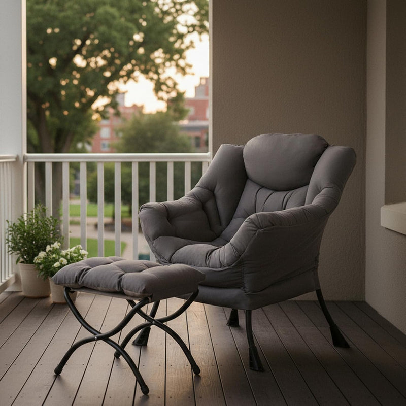 Modern Lazy Chair with Ottoman Accent Contemporary Lounge
