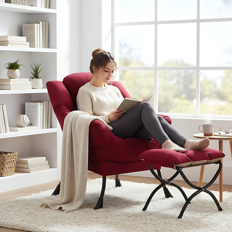 Modern Lazy Chair with Ottoman Accent Contemporary Lounge