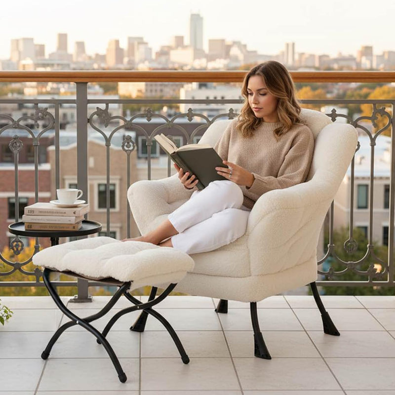 Modern Lazy Chair with Ottoman Accent Contemporary Lounge
