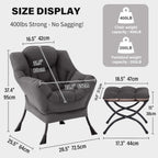 Modern Lazy Chair with Ottoman Accent Contemporary Lounge