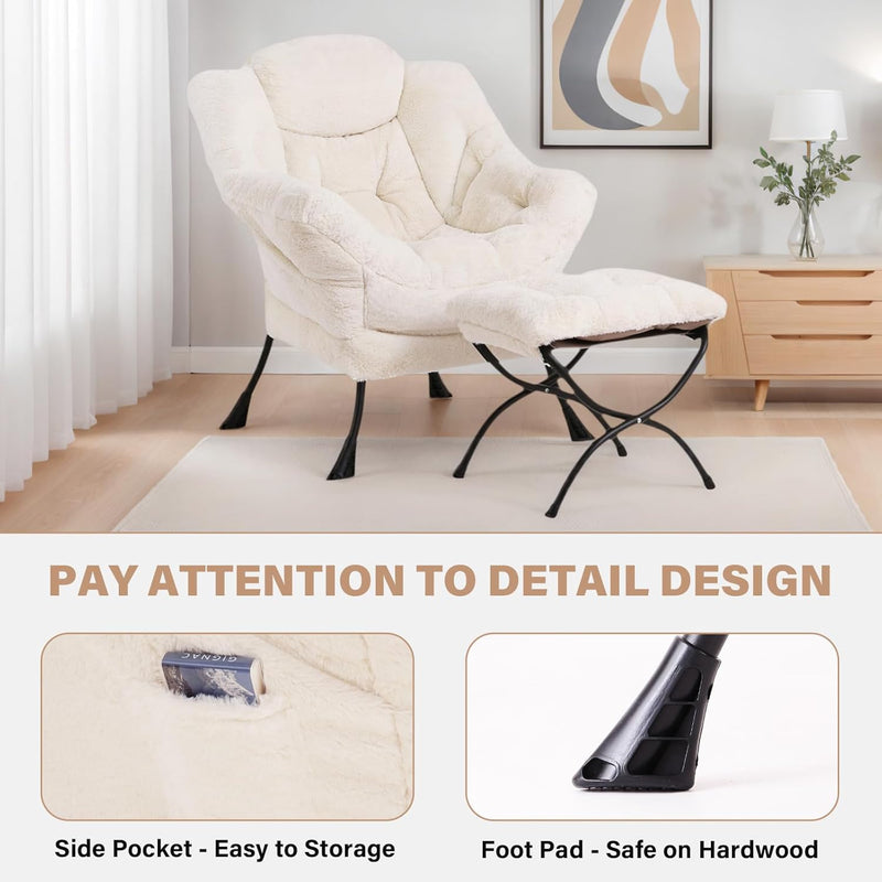 Modern Lazy Chair with Ottoman Accent Contemporary Lounge