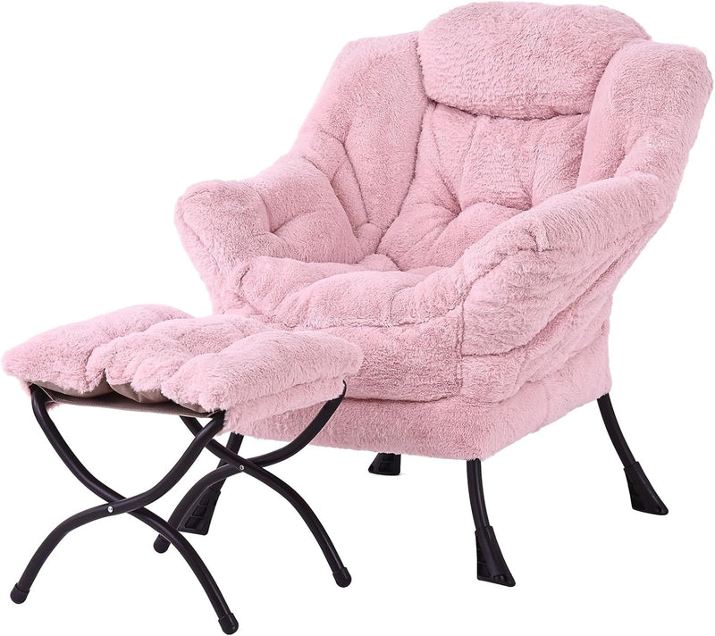 Modern Lazy Chair with Ottoman Accent Contemporary Lounge