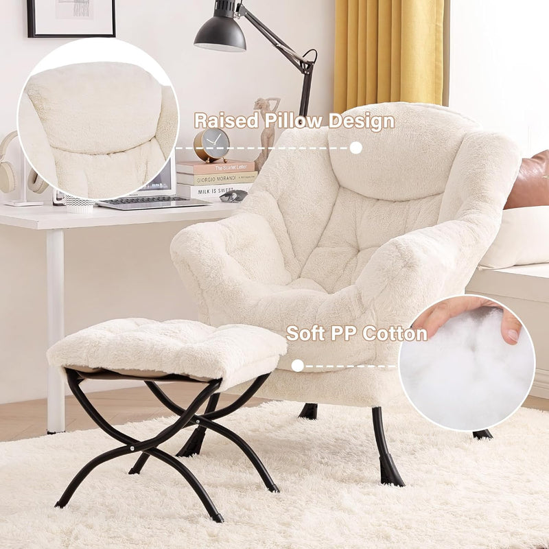 Modern Lazy Chair with Ottoman Accent Contemporary Lounge