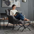 Modern Lazy Chair with Ottoman Accent Contemporary Lounge