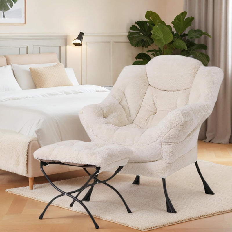 Modern Lazy Chair with Ottoman Accent Contemporary Lounge