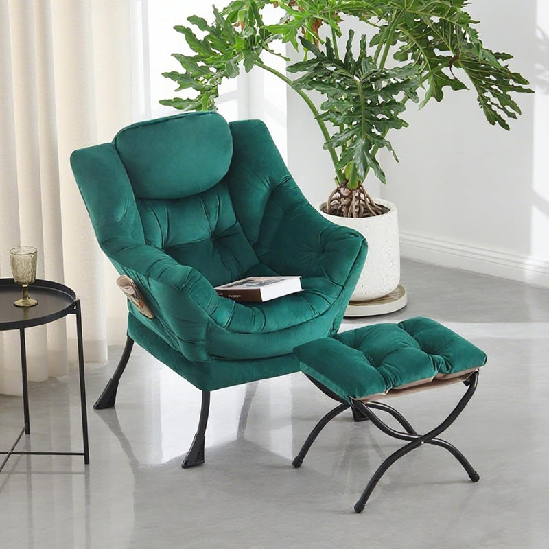 Modern Lazy Chair with Ottoman Accent Contemporary Lounge